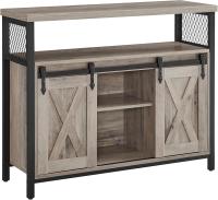 Aparador, Armario de Cocina, Armario de Almacenamiento, con 2 Puertas Correderas, 33 x 100 x 80 cm, Estantes Ajustables, para Salón, Marrón Rústico y Negro - details 9