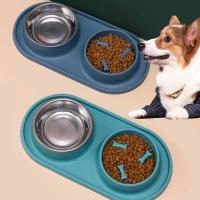 Cuenco de alimentación para mascotas de acero inoxidable, Base de silicona, antilucha Libre, comida para perros y gatos - details 1