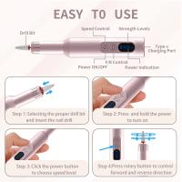 Taladro eléctrico inalámbrico para uñas, máquina de lijado de Gel acrílico, recargable, portátil, profesional - details 1