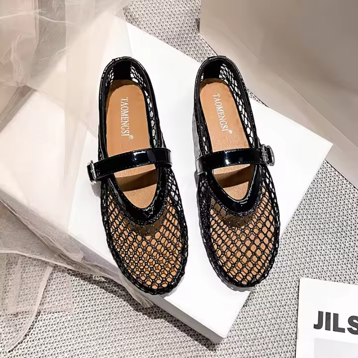 Zapatos de malla transpirables sandalias planas zapatos de ballet huecos para mujer - 1