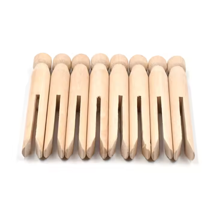 Clavijas de madera para ropa, pinzas redondas resistentes a la intemperie, pinzas tradicionales para la vieja escuela, 50 unidades - 1