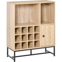 Armario de Cocina con 1 Puerta 2 Estantes Abiertos Soporte de 6 Copas de Vino 76x35x97 cm - details 0