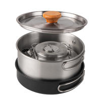 Cocinas de acero inoxidable para exteriores, de 4 piezas juego familiar, portátil, para Picnic, sopa, freír, vaporera, para el hogar - details 12