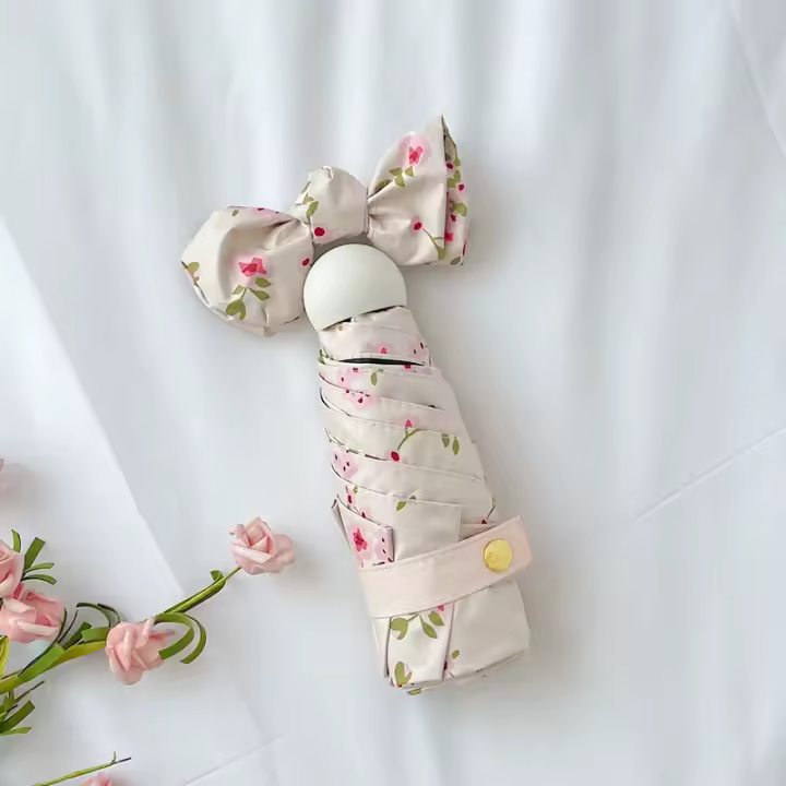 Paraguas Floral francés para tomar fotos para niñas, sombrilla de alto aspecto, totalmente automática, plegable, para sol soleado o lluvioso, protección UV - 1
