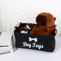 Cesta de almacenamiento de juguetes para perros de fieltro con asa, diseño de dibujos animados, contenedor de juguetes para mascotas, caja negra plegable, organizador de juguetes para gatos y cachorros - details 6