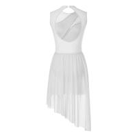 Elegante Traje de Patinaje de Hielo para Mujeres Leotardo de Ballet de Malla Transparente sin Mangas Traje de Baile Lírico Contemporáneo - details 97