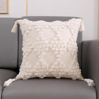 ANUMEI-funda de cojín bohemia de 45x45cm, 30x50cm, Beige, decorativa, cuadrada, de macramé - details 9