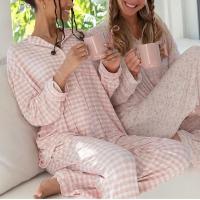 Conjunto de ropa de dormir cómodo para mujer, camisa, blusa y pantalones con estampado gráfico de manga larga, estilo vintage, 2 piezas - details 8