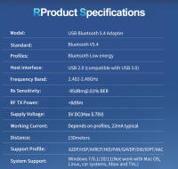 Adaptador USB Bluetooth 150 de 5,4 M para PC, altavoz, ratón inalámbrico, teclado, música, receptor de Audio, transmisor, Dongle - details 9