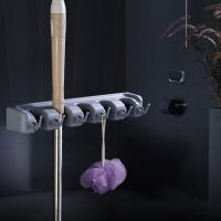 Soporte de plástico impermeable para fregona y escoba, gancho de almacenamiento para el hogar, adecuado para cocina y jardín - details 4