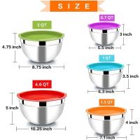 Cuenco con tapa para mezclar y servir, juego de 5 ensaladeras de anidación de acero inoxidable, para cocinar y hornear - details 3