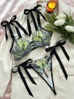 Conjunto de ropa interior de malla transparente con tirantes bordados de mariposa para mujer, lencería Sexy, ropa de realce, novedad - details 8