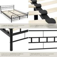 Cama de Boda de Acero Robusto Estructura de Acero con Somier de Láminas de Madera - details 6