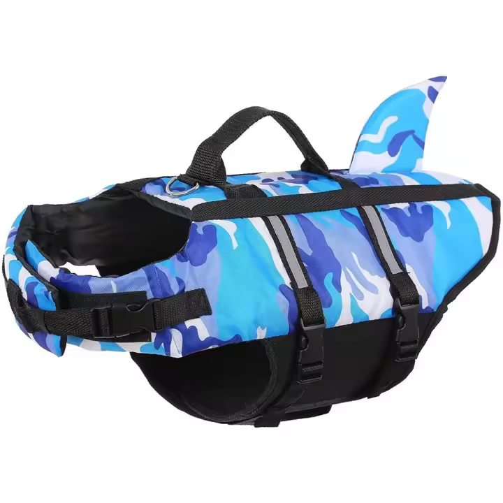 Traje de baño de verano para perros, chaleco de camuflaje, chaleco salvavidas, Collar, arnés para nadar - 1
