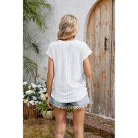 BUNO-2025 Camisetas para mujer de manga larga de algodón para mujer, camisetas con manga casquillo y cuello en V, camiseta informal holgada de manga larga de algodón para mujer - details 42