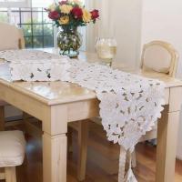 Mesa con bordado floral retro blanco, alfombra Ense, mantel de algodón hueco, decoración de mesa de comedor para el hogar, fiesta de boda - details 3