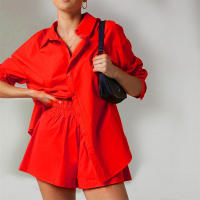 Conjunto de dos piezas de camisa informal de moda con bloques de color y pantalones cortos elásticos de botonadura sencilla - details 8
