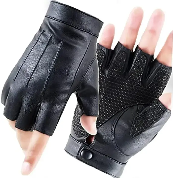 Guantes de Ciclismo de Cuero PU Diseño sin Dedos para Deportes al Aire Libre - 1