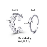 Conjunto de anillos abiertos con forma de corazón ahuecado de Color plateado, diseño bonito, joyería de amor a la moda para mujeres y niñas, regalos ajustables para fiesta de cumpleaños - details 5