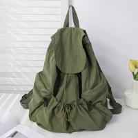 Mochila de moda para mujer, elegante cordón plisado, bolso de estudiante de gran capacidad con solapa de moda, correas dobles - details 5