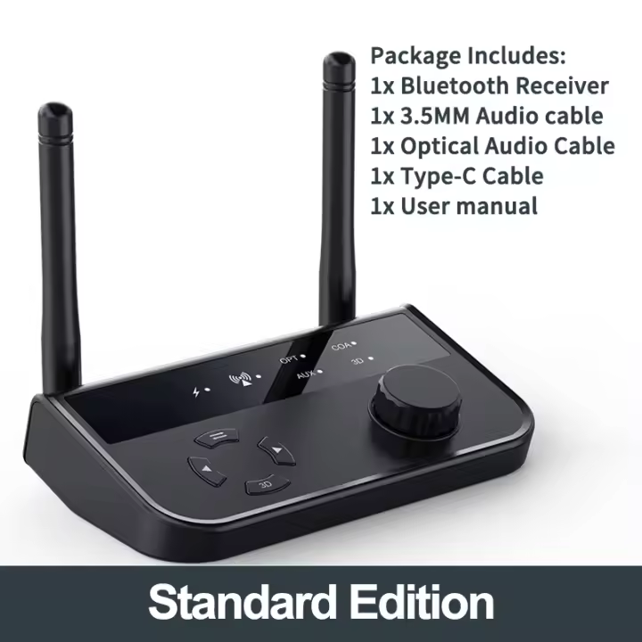 Receptor de Audio estéreo 3D, Bluetooth 5,3, óptico/Coaxial/3,5mm, AUX, salida de señal Digital analógica, adaptador inalámbrico para altavoz de coche - 1