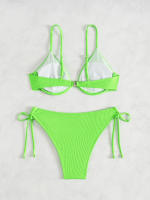 Nuevo traje de baño sexy con espalda descubierta y soporte de acero dividido de Yiyong, bikini con cordones de color sólido para mujer - details 37
