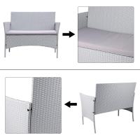 Juego de Muebles de jardín de ratán, 4 Piezas, Muebles de Mimbre para Patio, 2 sillones, 1 sofá de Dos Lugares y 1 Mesa - details 2