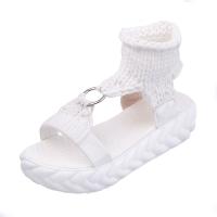 Zapatillas tejidas ligeras de suela gruesa de gran tamaño para mujer, nuevas sandalias casuales de punta redonda de lana. - details 7
