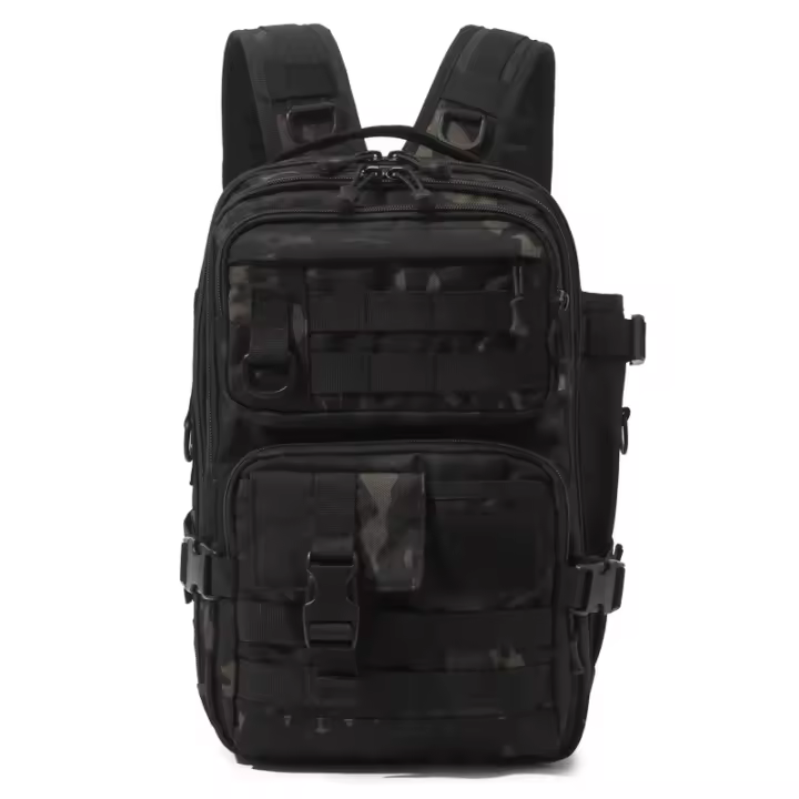 Mochila de Pesca con Soporte para Caña Impermeable de Gran Capacidad Bolsa Táctica Negra para Almacenamiento de Señuelos de Pesca - 1