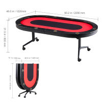 SucceBuy Mesa de póquer plegable, mesa ovalada de Blackjack y Texas Holdem con rieles acolchados y portavasos de acero inoxidable, mesa de juego de cartas de casino plegable portátil - details 6