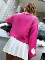 Kawaii Cardigan de Manga Suelta para Mujer Patrón de Flor Ligero Ideal para Trabajar - details 12