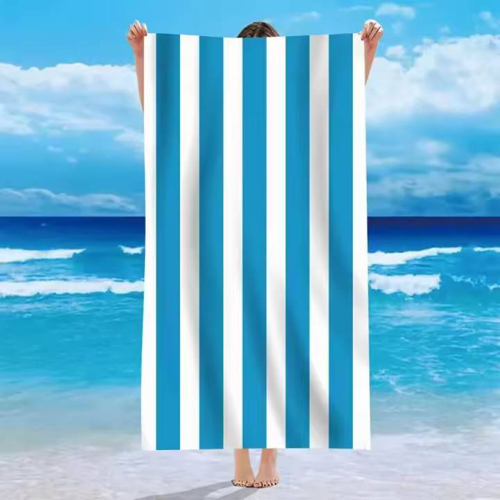Toalla de baño ligera de microfibra con rayas amarillas, manta de gran tamaño con patrón de tendencia de secado rápido y rápido para playa - 1