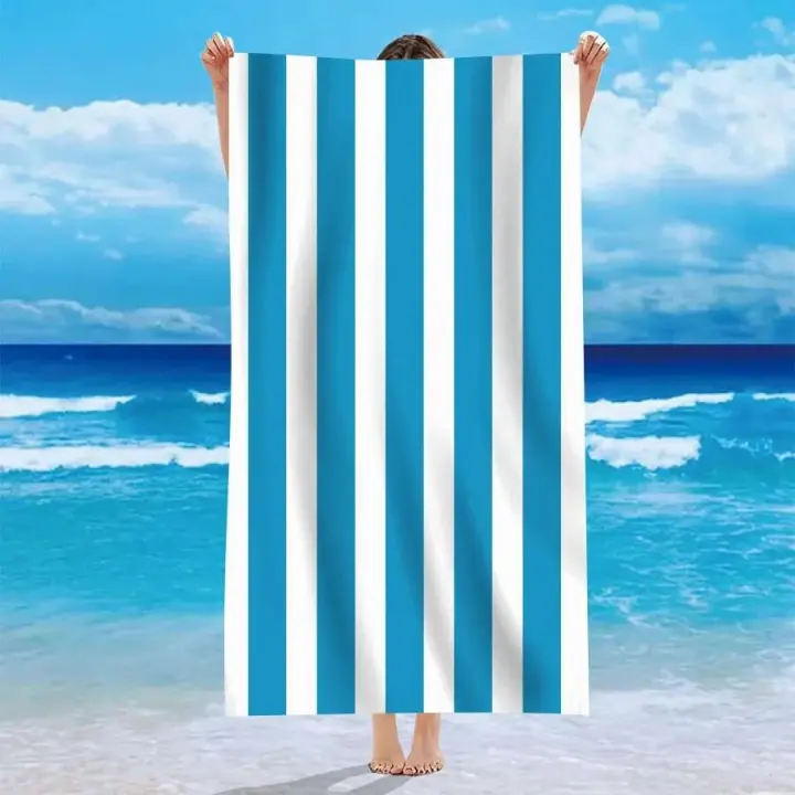 Toalla de baño ligera de microfibra con rayas amarillas, manta de gran tamaño con patrón de tendencia de secado rápido y rápido para playa - 1