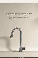 Grifo, grifos de cocina grises giratorios extraíbles, grifo de lavabo de baño con fregadero de verduras, grifo multifuncional, 수전 - details 5