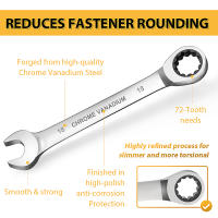 Llave de trinquete Ratchet Wrench Metric Universal para Reparación de Coches Herramientas de Mano de Acero Cromo-Vanadio de 7 Piezas - details 1