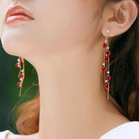 Nueva joyería de moda, pendientes de rosa roja para mujer, pendientes colgantes RES con diamantes de imitación vintage, fiesta de compromiso y boda - details 4