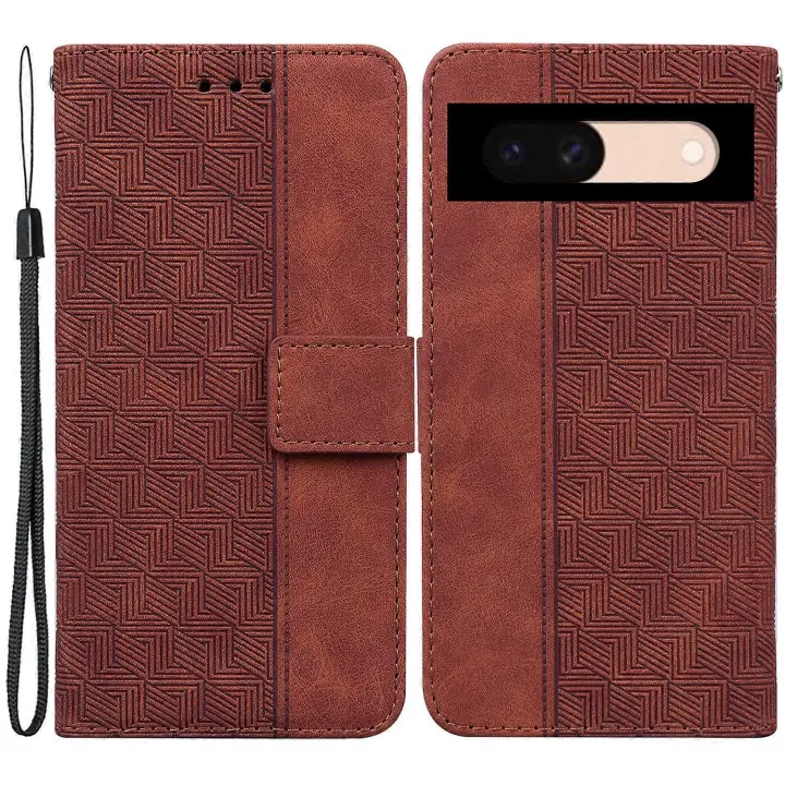 Para Google Pixel 8a Funda con tapa de cuero con estampado geométrico para teléfono tipo billetera - 1