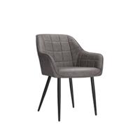 Silla de comedor, Sillón, Silla tapizada con reposabrazos, Asiento de 49 cm de Ancho, Patas metálicas, Forro de terciopelo, Carga de 110 kg, para dormitorio, salón, Gris LDC088G01 - details 7