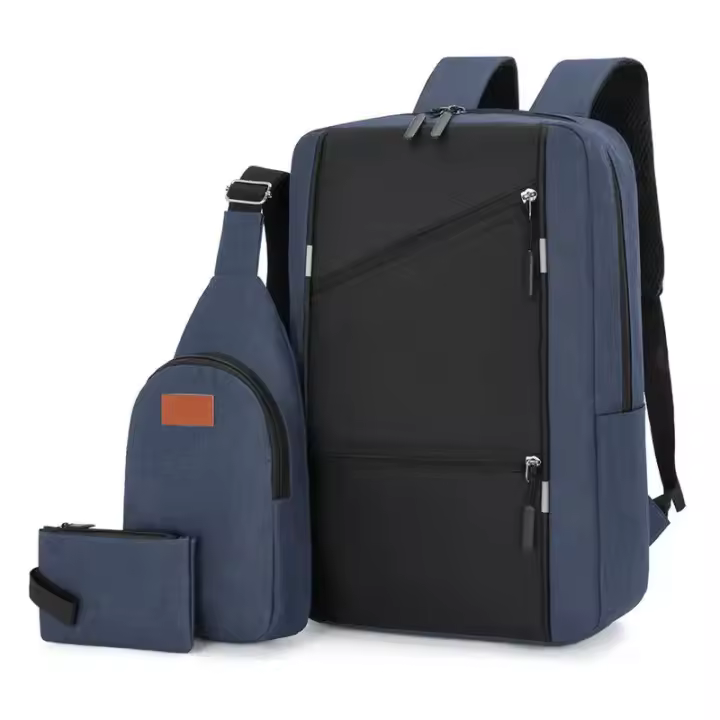 Bolsa para ordenador portátil de negocios de gran capacidad para hombre y estudiante, juego de mochilas escolares con Usb de viaje, multinivel, Color sólido, 2023 - 1