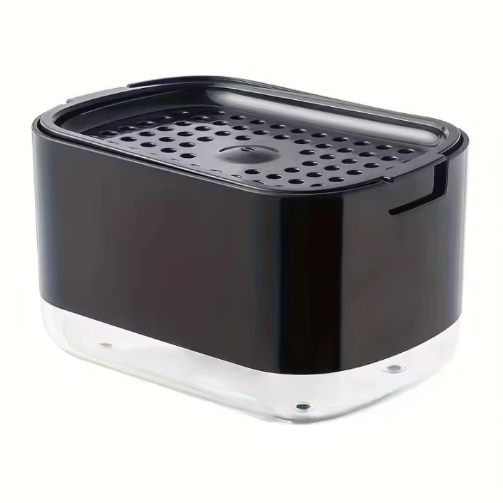 Kit dispensador de platos de mano multifuncional, organizador 5 en 1, con dos dispensadores de jabón, bandeja para esponjas y servilletas - 1