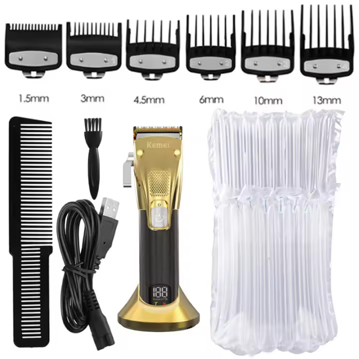 Máquina cortadora de pelo eléctrica ajustable Kemei original para hombres profesional para barba  reemplazable 2 velocidades fuente de alimentación AC/DC - 1