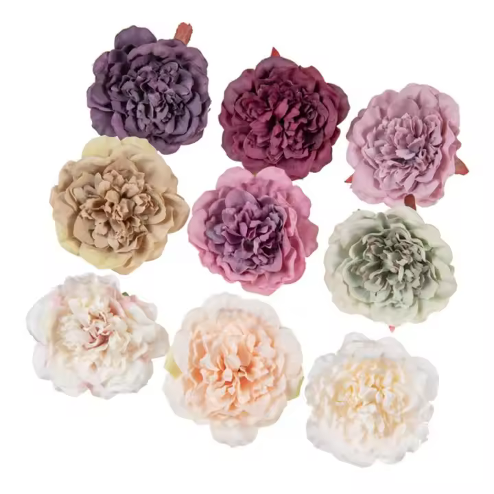 5/10 Uds. Nuevos cabezas de flores artificiales de dalias de 10cm, accesorios nupciales DIY de seda, accesorios de horquilla para decoración de boda y hogar - 1