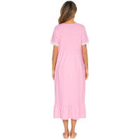 Camisón largo de algodón para mujer, ropa de dormir, cuello cuadrado, manga corta, camisón de longitud completa con bolsillos - details 6