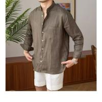 Camisa de Lino para Hombre Verano 2025 Cuello Henley Elegante Manga Larga Transpirable - details 5