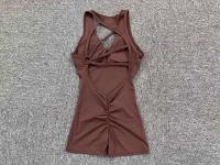 Ropa deportiva de verano para yoga para mujer, conjunto de entrenamiento de gimnasia, marrón y rojo, 2024 - details 4