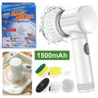Cepillo de Limpieza Eléctrico Cepillo de Frotar Potente con 5 Cabezas Reemplazables para Baño y Cocina - details 11