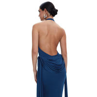 Vestido de sirena con cinturón drapeado y cintura entallada, estilo halter, nuevo de verano para mujer G25DS119 - details 5