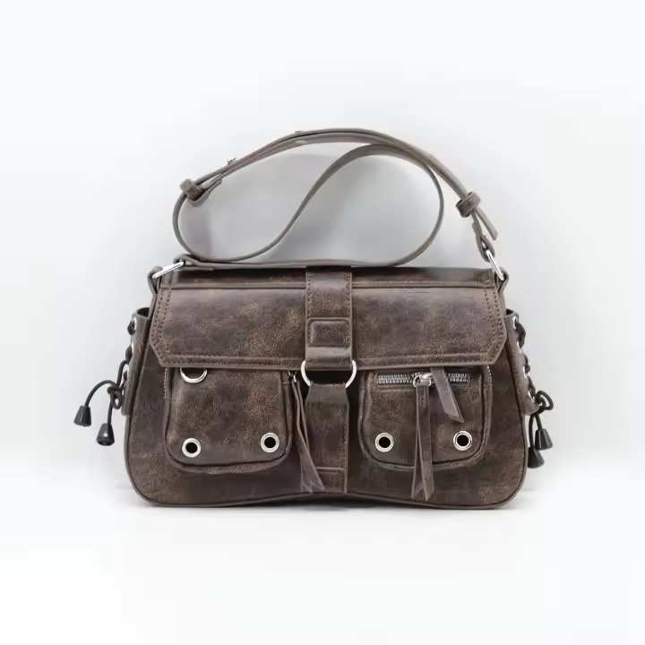 Bolso de Motocicleta Chic para Mujeres Cuero Sintético, Cinturón Ajustable, Cierre Magnético - 1