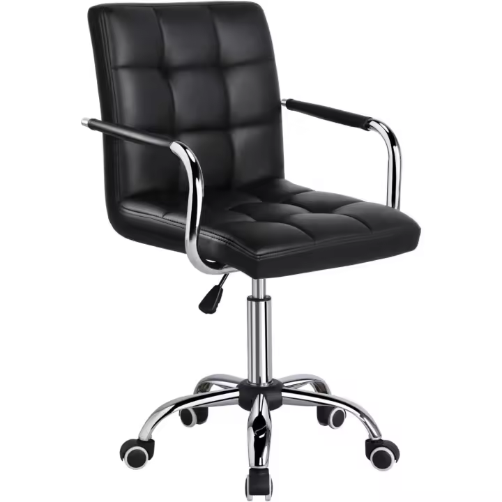 Silla de Oficina Giratoria con Ruedas Altura Ajustable Carga Máxima 120Kg Cojín de Sillón Blanco - 1