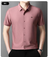 25 Nuevo verano Anti arrugas Casual Polo Business Camisa de manga corta a rayas verticales para hombres - details 15